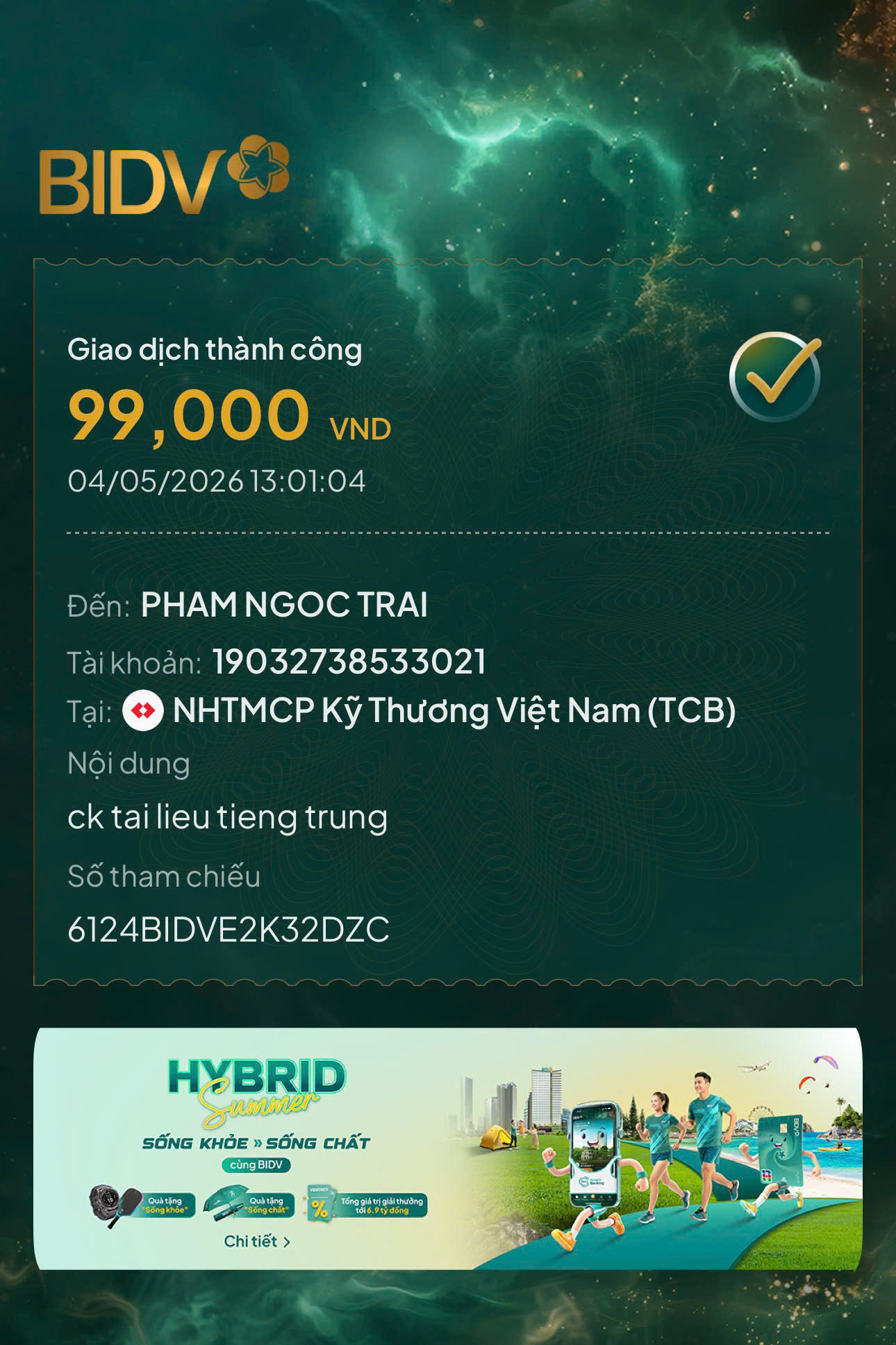 Giao dịch thành công